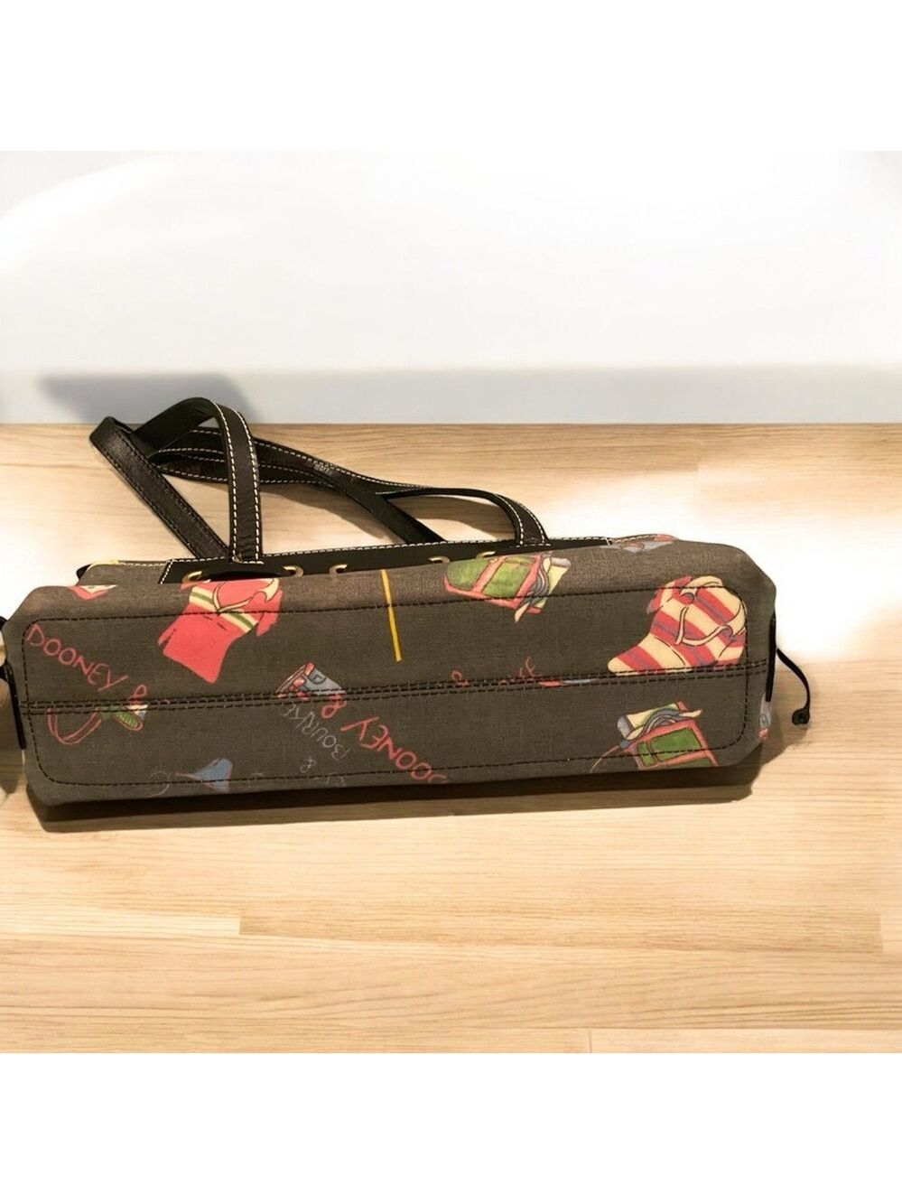 Vintage Y2K Dooney & Bourke Miami Beach Black & Multi Uncoated Bag & Wallet - Picture 9 of 16